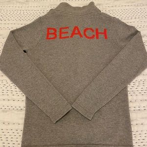 Grey “BEACH” Quarter Zip from Pink Pineapple Shop